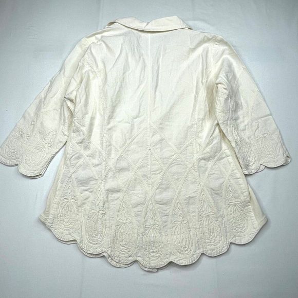 Soft Surroundings Embroidered Soutache Cotton Button Front Top NEW - Picture 3 of 9